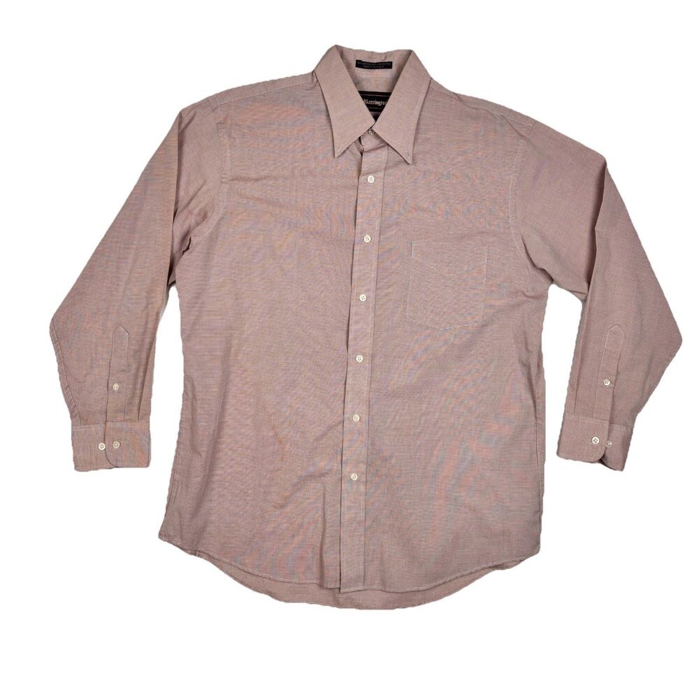 Barrington Mens Pink White Pattern 100% Cotton Pinpoint Oxford Button Down Shirt